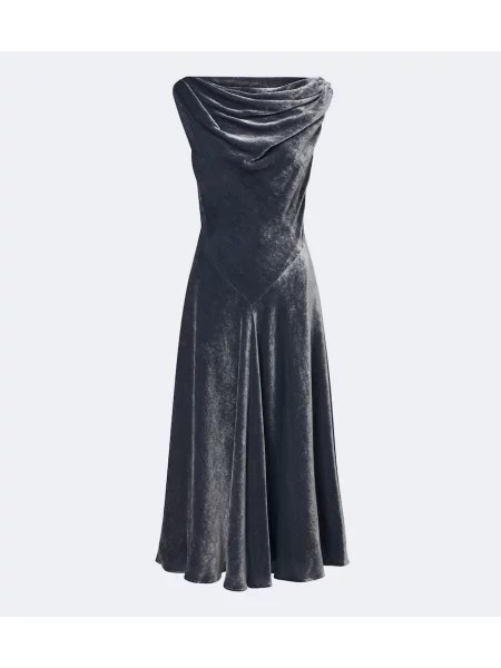 Rochie maxi Altuzarra de catifea drapată albastru