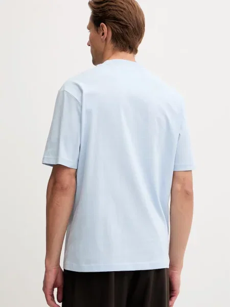 T-shirt o kroju regular fit z czystej bawełny model NIEROS' Hugo Blue niebieska
