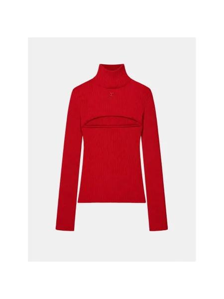 Sweter z golfem Courreges czerwony