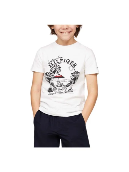 Tricou copii Tommy Hilfiger alb