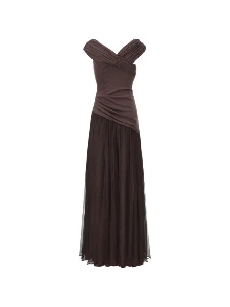 Rochie maxi Elywood cu volane maro