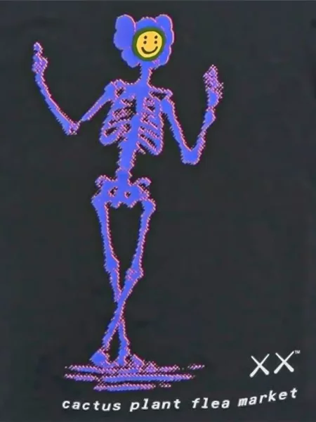 Grafic tricou Kaws cu imagine negru