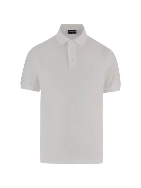 Tricou polo Emporio Armani tricotate alb