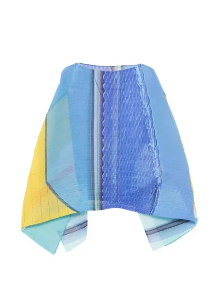Poncho Pleats Please Issey Miyake plisat albastru