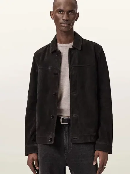 AllSaints geacă de piele NATES negru