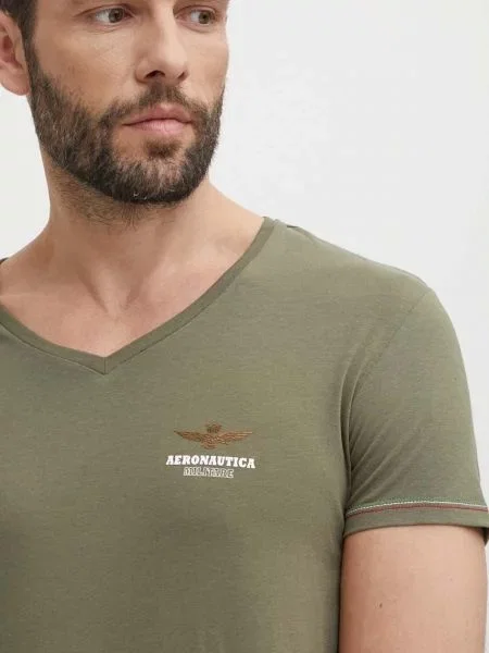 Однотонная футболка Aeronautica Militare зеленая