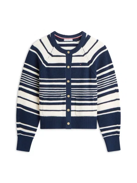 TOMMY HILFIGER Pletena jopa mornarska / volneno bela