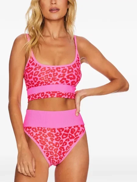 Top Beach Riot cu imprimeu animal print roz