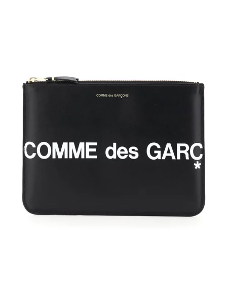 Portfel Comme Des Garcons skórzany z logo czarny
