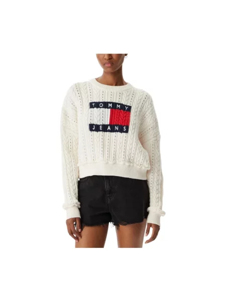 Dzianinowy sweter Tommy Jeans biały