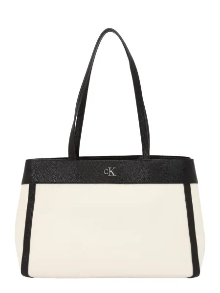 Geantă shopper Calvin Klein din canvas alb