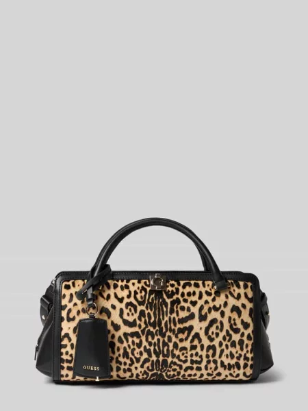 Torba na ramię z prawdziwej skóry bydlęcej model Audrey' Guess czarna