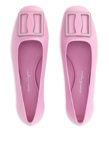 Balerini Ferragamo din piele cu cataramă roz
