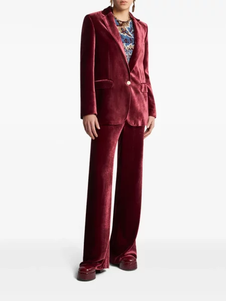 Vienakrūtis švarkas Etro velvetinis raudona
