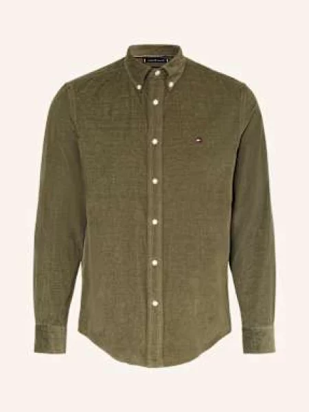 Tommy Hilfiger Manšestrová Košile Regular Fit olivová
