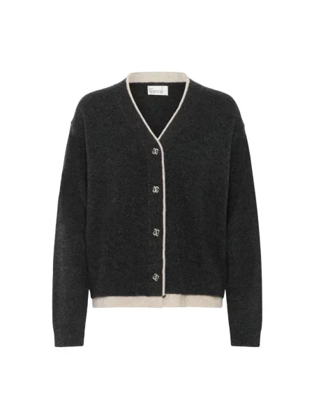 Kardigan My Essential Wardrobe z dekoltem w serek czarny