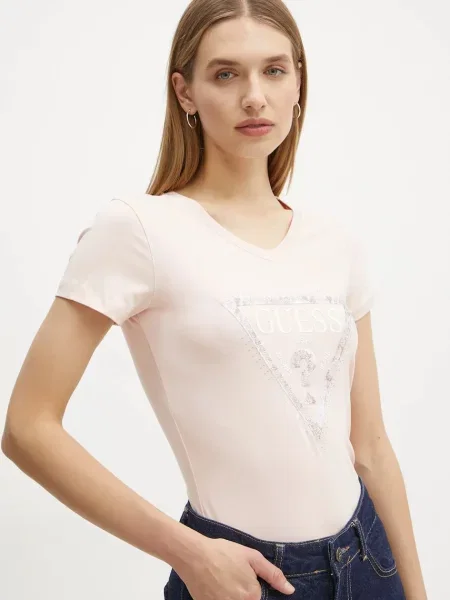 Къс тениска Guess бяло