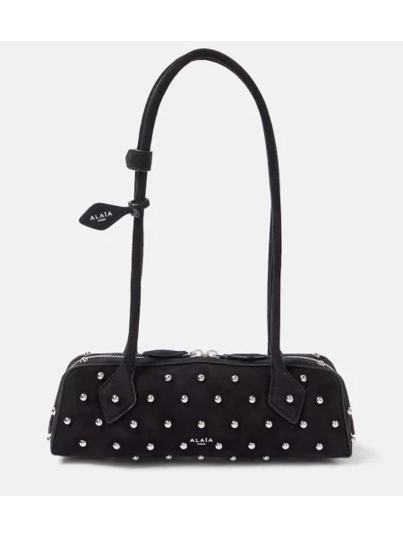 Torbica Alaia iz semiša z žeblji črna