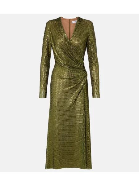 Stras rochie midi Self-portrait verde