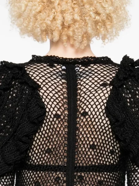 Top Judy Turner cu volane negru