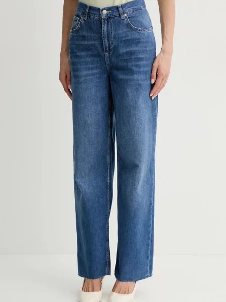 Szerokie jeansy Liu Jo z frędzli niebieskie