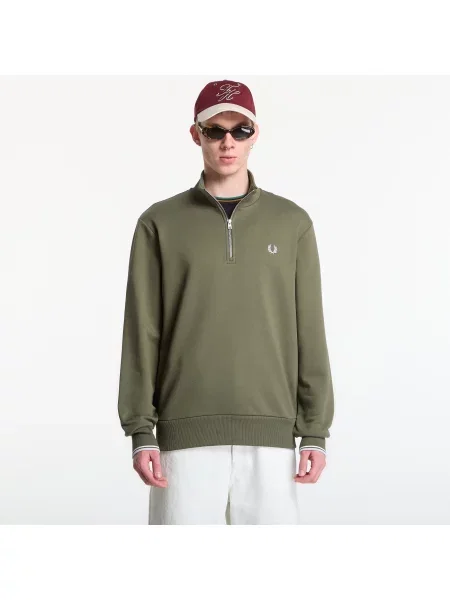 Hanorac cu fermoar Fred Perry verde