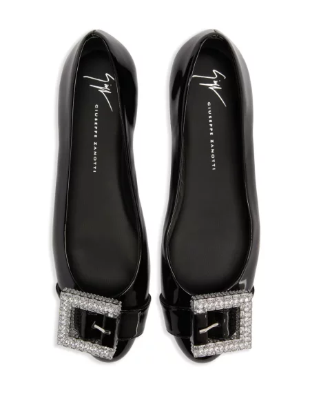 Kožne balerinke Giuseppe Zanotti sa kopčom crna