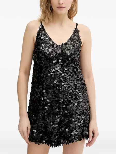 Rochie mini Haveone cu paiete cu decolteu în V negru
