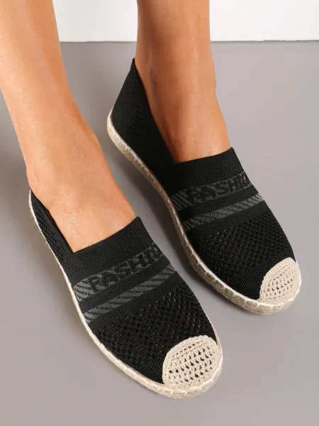 Espadrile cu Față Împletită până la Gleznă Mokosa negre