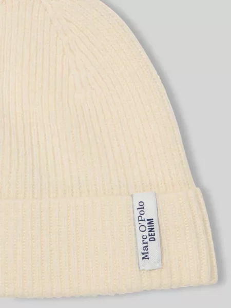 Czapka z czystej żywej wełny Marc O'polo Denim biała