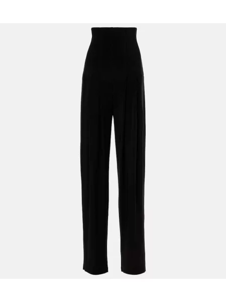 Pantaloni Norma Kamali cu talie înaltă negru