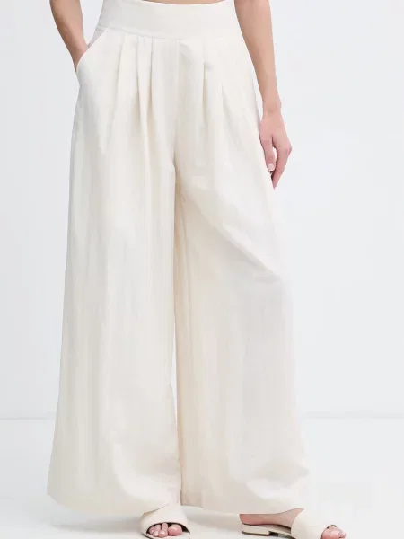 Sisley hlače culottes ženske s viskozom bež