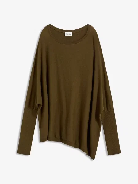 Sweter z cienkiej dzianiny z delikatnej mieszanki zielony