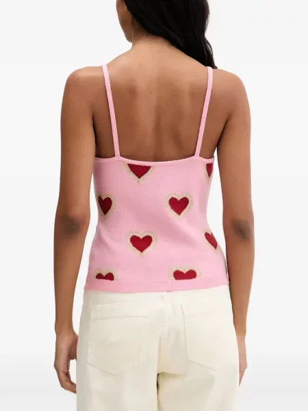 Top Never Fully Dressed cu motiv cu inimi roz