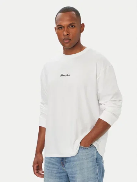 Guess Jeans Тениска с дълъг ръкав бял