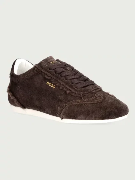 BOSS Solenne sneakers pentru femei din piele întoarsă maro