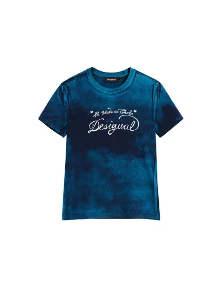 Desigual Tricou albastru / albastru marin alb