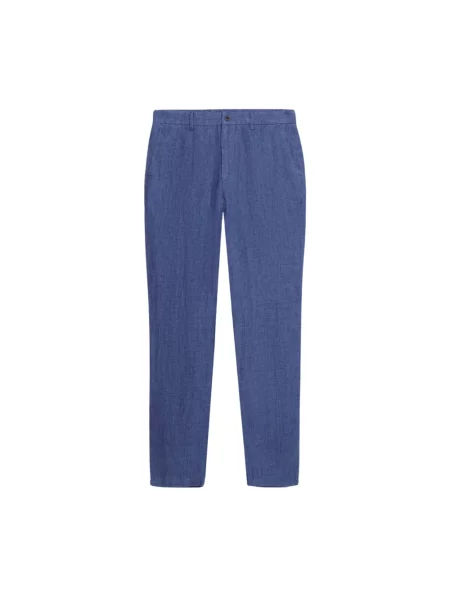 Lniane spodnie Brooks Brothers niebieskie