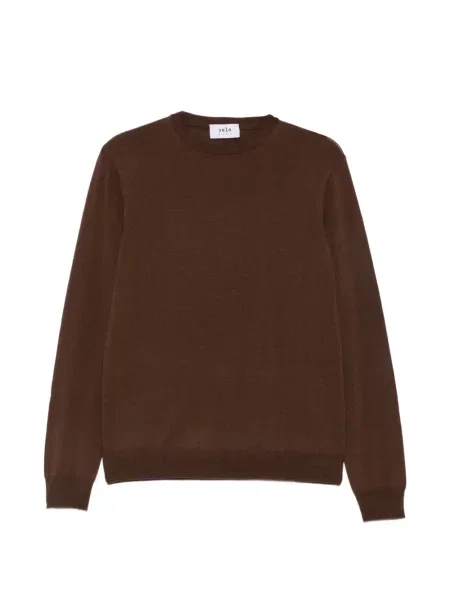 Pulover Vela Shop cu decolteu rotund maro