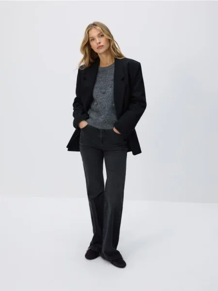 Reserved Pulover cu aplicații decorative gri-neutru gri