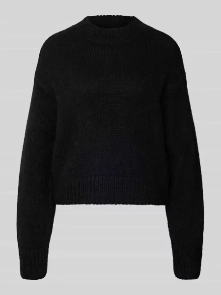 Sweter z wełny z alpaki z prążkowanymi ściągaczami Marc Cain czarny