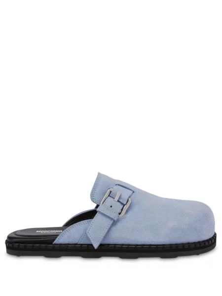 Papuci tip mules Moschino din piele de căprioară albastru