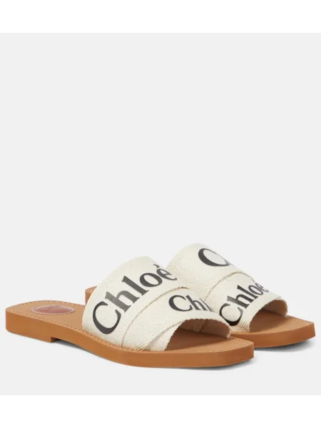 Sandale Chloé din canvas alb