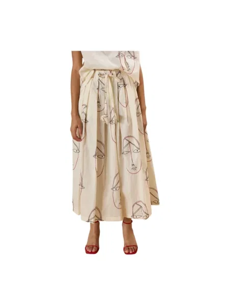 Spódnica midi Souvenir do kolan beżowa