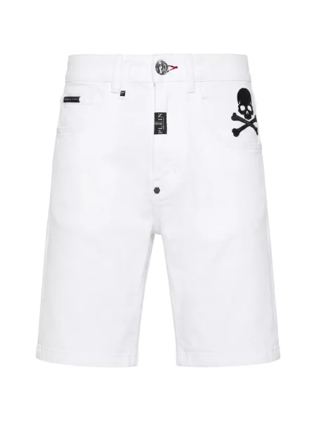 Pantaloni scurți din denim Philipp Plein alb