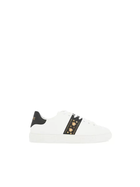 Sneakersy Versace skórzane z ćwiekami białe