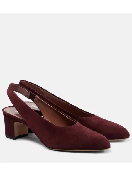 Pantofi cu toc Paris Texas din piele de căprioară slingback roșu