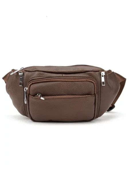 Кожаная поясная сумка Royalbag коричневая