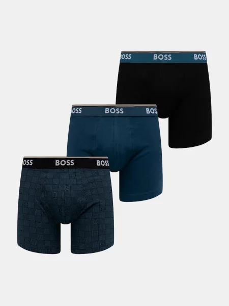 BOSS Boxerky BoxerBr 3P Power Des modré