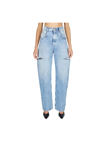 Proste jeansy Maison Margiela z dziurami niebieskie